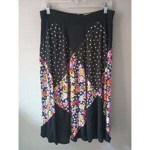 Maeve by‎ Anthropolgie Women's Size M Diamond Patchwork Skirt Floral Midi Zipper